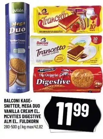 Balconi kagesnitter, mega duo vanilla cream el. mcvities digistive alm el. fuldkorn