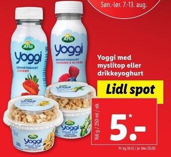 Lidl Yoggi Med Myslitop Eller Drikkeyoghurt tilbud