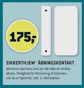 XL-BYG Sikkerthjem åbningskontakt tilbud