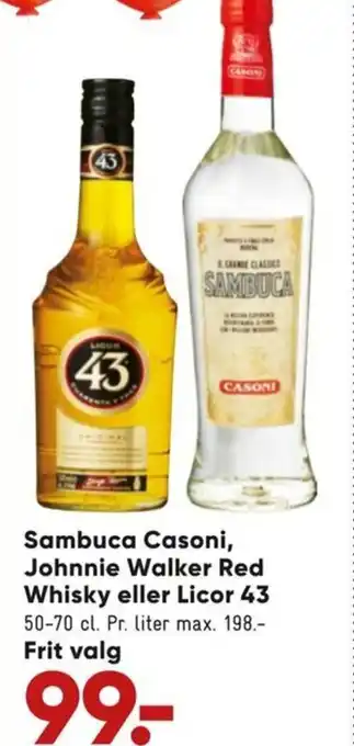 Sambuca Casoni Johnnie Walker Red Whisky Eller Licor 43