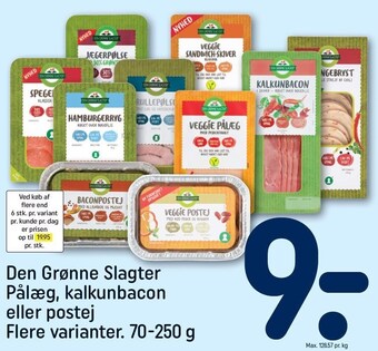 REMA 1000 Den grønne slagter pålæg, kalkunbacon el. postej tilbud