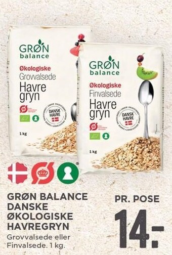 MENY Grøn balance danske økologiske havregryn tilbud