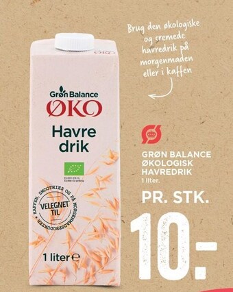 MENY Grøn balance økologisk havredrik tilbud