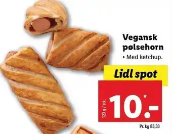 Lidl Vegansk pølsehorn med ketchup tilbud