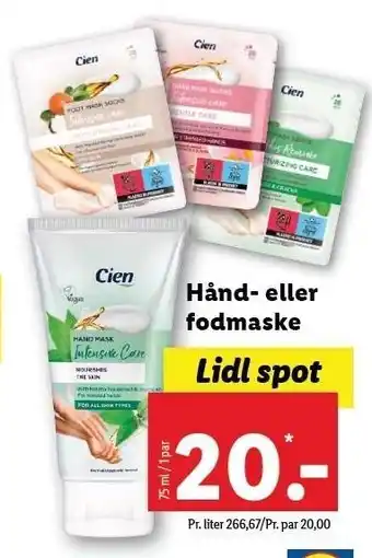Lidl Hånd el. fodmaske tilbud