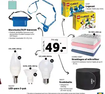 Lidl Mavetaske/sup-bærerem, legosæt, stræklagen af mikrofiber, svedebælte, led-pære tilbud