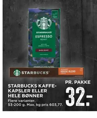 MENY Starbucks Kaffe-Kapsler Eller Hele Bønner tilbud