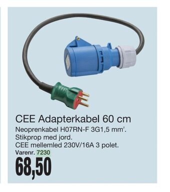 Cee adapterkabel 60 cm
