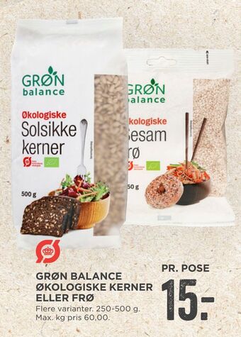 Grøn balance økologiske kerner eller frø
