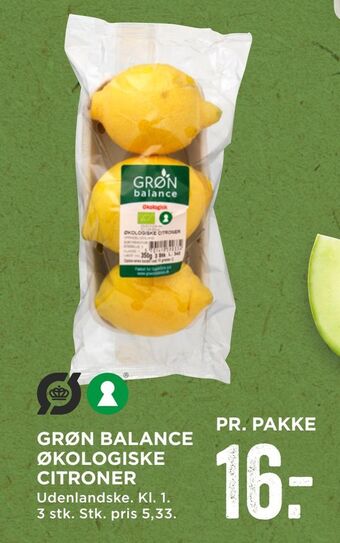 MENY Grøn balance økologiske citroner tilbud