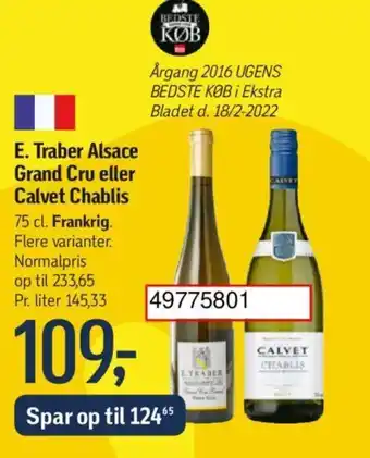 Føtex E Traber Alsace Grand Cru Eller Calvet Chablis tilbud