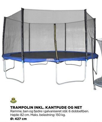Trampolin inkl. kantpude og net