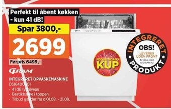Power Gram integreret opvaskemaskine tilbud