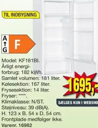 Harald Nyborg Køle/ Fryseskabe Model: KF181Bi tilbud