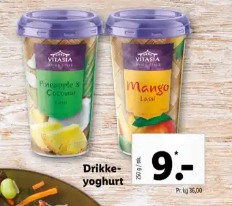 Lidl Vitasia drikkeyoghurt pineapple & coconut tilbud