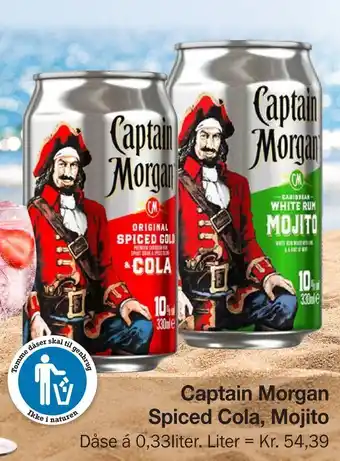 Købmandsgården Captain morgan spiced cola, mojito tilbud