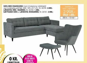 Daells Bolighus Sættilbud sofa + lænestol m/skammel tilbud