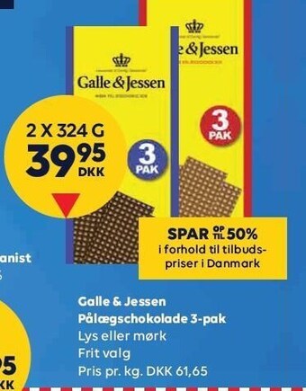 Galle & jessen pålægschokolade 3-pak