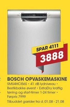 Punkt1 Bosch opvaskemaskine tilbud