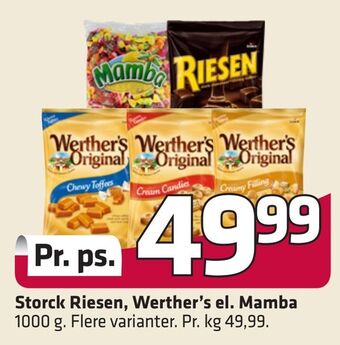 Fleggaard Storck riesen, werther's el. mamba tilbud