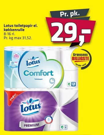 Fleggaard Lotus toiletpapir el. køkkenrulle tilbud