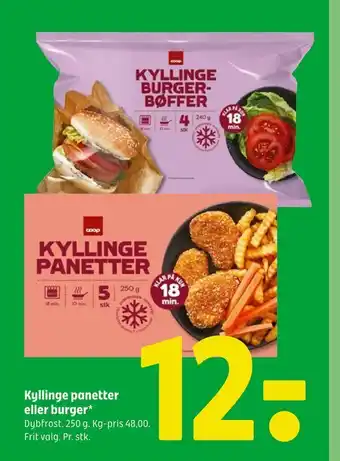 Coop 365 Kyllinge panetter eller burger tilbud