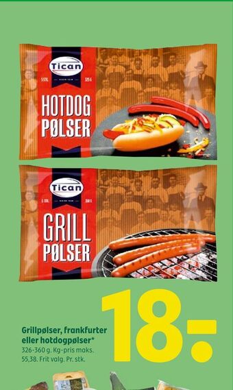 Coop 365 Grillpølser, frankfurter eller hotdogpølser tilbud