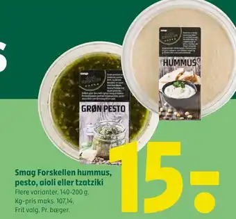 Smag forskellen hummus, pesto, aioli eller tzatziki