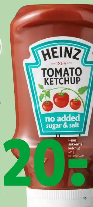 Coop 365 Heinz sukkerfri ketchup tilbud