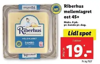 Lidl Riberhus mellemlagret ost 45+ tilbud