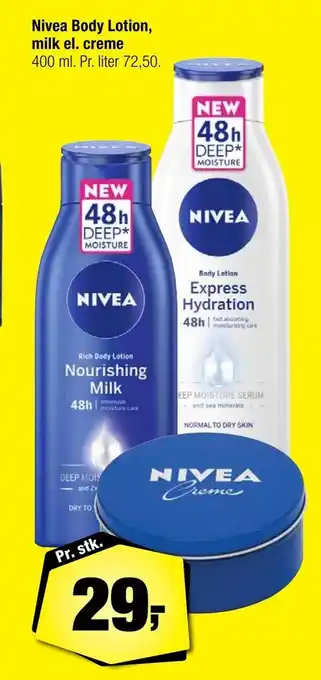 Calle Nivea body lotion, milk el. creme tilbud