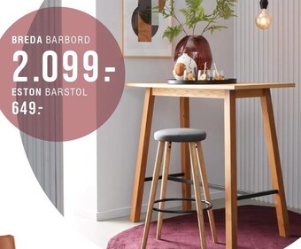 Ilva Breda barbord el. eston barstol tilbud