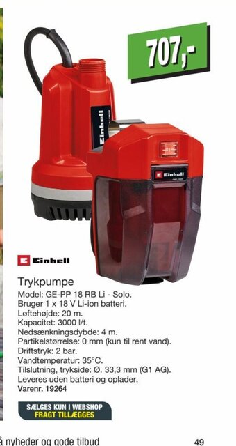 Harald Nyborg Einhell Trykpumpe tilbud