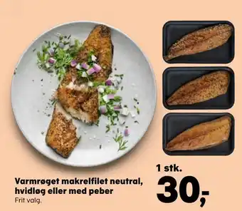Kvickly Varmrøget makrelfilet neutral, hvidløg eller med peber tilbud