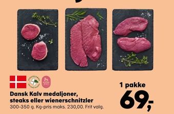 Kvickly Dansk kalv medaljoner, steaks eller wienerschnitzler tilbud