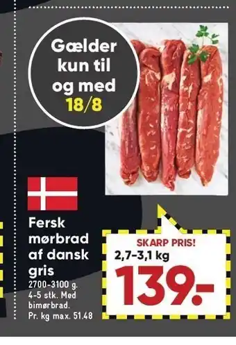 Bilka Fersk mørbrad af dansk gris tilbud