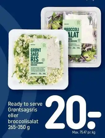 REMA 1000 Ready to serve grøntsagsris el. broccolisalat tilbud