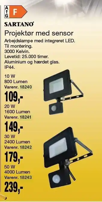 Projektør m. sensor