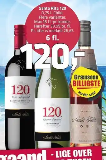 Fleggaard Santa rita 120 6 fl. tilbud