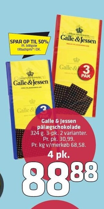 Fleggaard Galle & jessen pålægschokolade 4 pk. tilbud