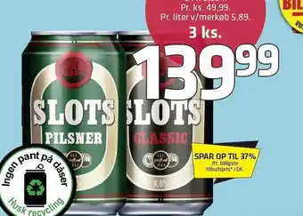 Fleggaard Slots pilsner el. classic 3 kasser tilbud