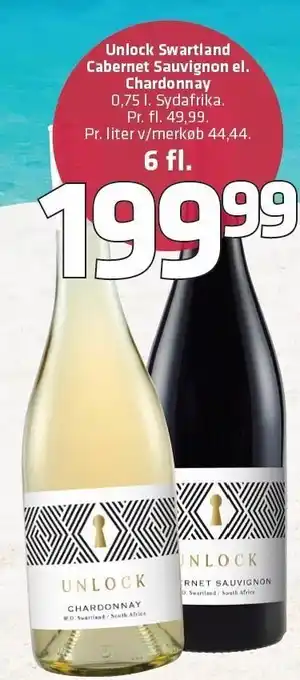 Fleggaard Unlock swartland cabernet sauvignon el. chardonnay 6 fl. tilbud