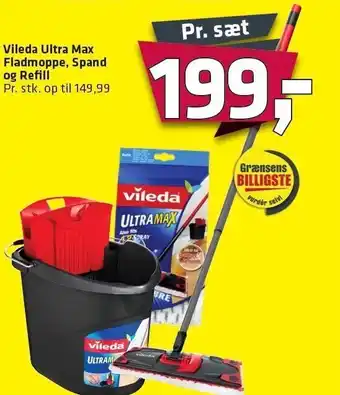 Fleggaard Vileda ultra max fladmope, spand og refill tilbud