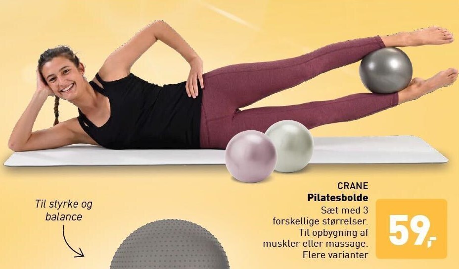 Crane pilatesbold, sæt med 3 forskellige str. tilbud hos ALDI