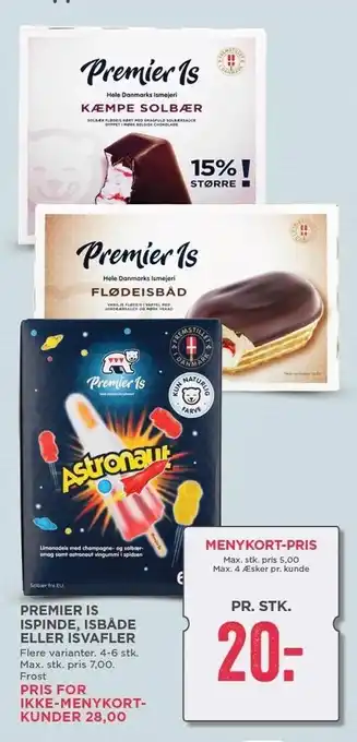 MENY Premier is, ispinde, isbåde el. isvafler tilbud