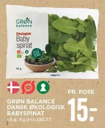 MENY Grøn balance dansk økologisk babyspinat tilbud