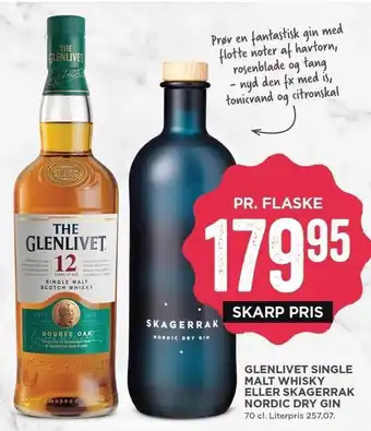MENY Glenlivet single malt whisky eller skagerrak nordic dry gin tilbud