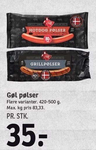SPAR Gøl pølser tilbud
