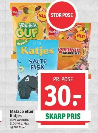 SPAR Malaco el. katjes tilbud