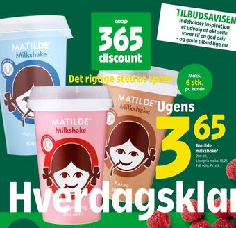 Coop 365 Matilde milkshake jordbær tilbud